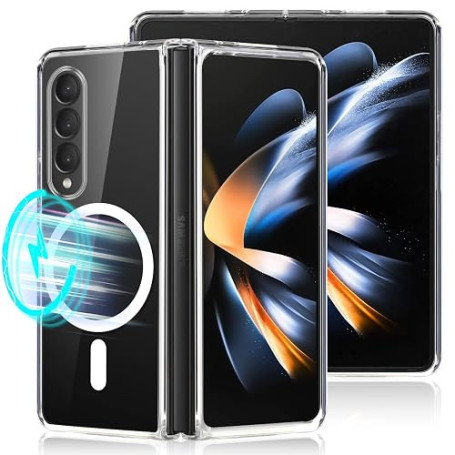 Yoedge Magnétique Coque pour Samsung Galaxy Z Fold3 5G 7,6", Transparente Coque Compatible avec MagSafe, Ultra Mince Silicone TP