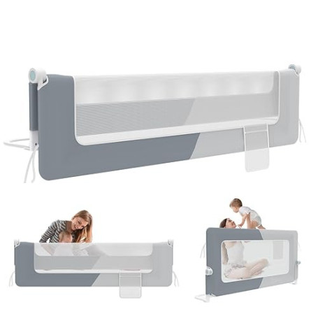 LZQ - Barrière de lit rabattable - Protection anti-chute pour lit d'enfant - Barrière de protection de lit pour enfant (Gris fon