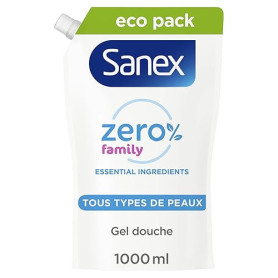 Sanex, Recharge Gel Douche Hydratant, Zero% Essential Famille, 1 L