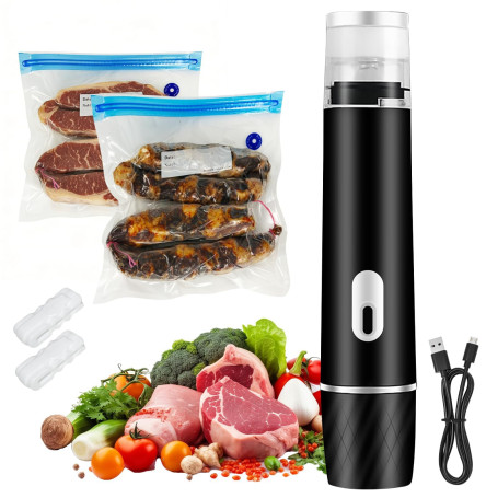 Portable Machine Sous Vide Alimentaire avec Réservoir Visible 60 kPa Puissant Appareil de Mise Sous Vide avec 10 Sacs Réutilisab