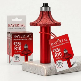 BAYERTAL Fraise à arrondir diamantée 35 mm × R10 – Pour l’arrondi des carreaux durs, grès cérame, granit, marbre, etc. – Fraise