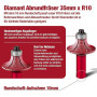 BAYERTAL Fraise à arrondir diamantée 35 mm × R10 – Pour l’arrondi des carreaux durs, grès cérame, granit, marbre, etc. – Fraise
