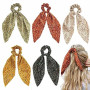 YIPFEN Lot de 5 chouchous cheveux floraux avec long noeud foulard elastique pour femme et fille