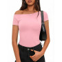 Totatuit T-shirt Femme Ajusté Manches Courtes Épaules Dénudées Haut d'été | Été, Tenue Quotidienne, Facile à Associer, Style Pol
