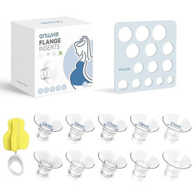 10 Pièces Inserts de Bride pour Tire Lait 13/15/17/19/21mm, Compatible avec les Tire Lait Electriques Momcozy/KISSBOBO/Medela/Nu