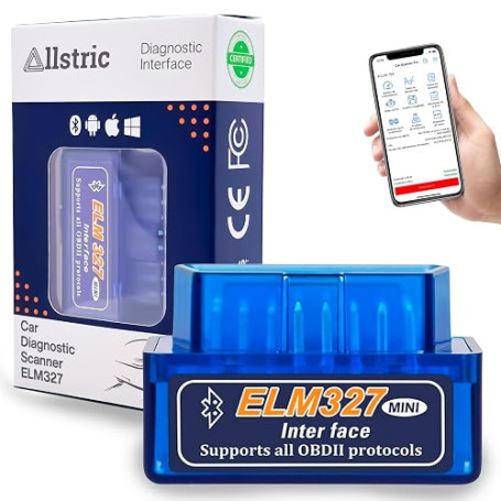 Allstric® Obd2 Diagnostic Voiture Multimarque. Elm 327 Outils Diagnostics système Moteur OBD-II. OBD2 Bluetooth Original pour Di