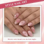 Zosutetoxo Faux ongles amande courte 3D fleurs rose ombré or ongles à coller faux ongles set pour femmes