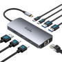 Station d'accueil USB C Dual HDMI, 8 en 1 Docking Station pour 3 Moniteurs | HUB Triple écran 4K60Hz, 2 HDMI, DisplayPort, Ether