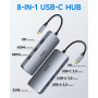 Station d'accueil USB C Dual HDMI, 8 en 1 Docking Station pour 3 Moniteurs | HUB Triple écran 4K60Hz, 2 HDMI, DisplayPort, Ether