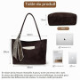 VOESLD Sac à Main Femme Grand Cabas Shopper Bandoulière Hobo Vintage