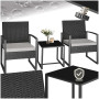 tectake® Ensemble Salon de Jardin Exterieur 2 Chaise Confortable avec Table de Jardin en Poly Rotin et Acier, Mobilier de Jardin