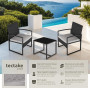 tectake® Ensemble Salon de Jardin Exterieur 2 Chaise Confortable avec Table de Jardin en Poly Rotin et Acier, Mobilier de Jardin