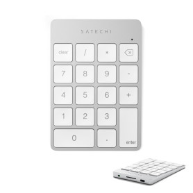 Satechi Pavé Numérique sans Fil Slim, 18 Touches, Argent | Layout US, Bluetooth, en aluminium, recharge USB-C, pour MacBook, PC 