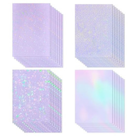 CRESZZLE 32 feuilles de film adhésif transparent A4 (210 x 297 mm), papier holographique, film holographique, film hologramme, i