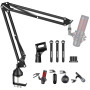 Bras Micro,Aokeo AK-35 Pied Micro réglable Support de Microphone pour HyperX QuadCast,SoloCast,Blue Yeti,Blue Snowball,Elgato Wa