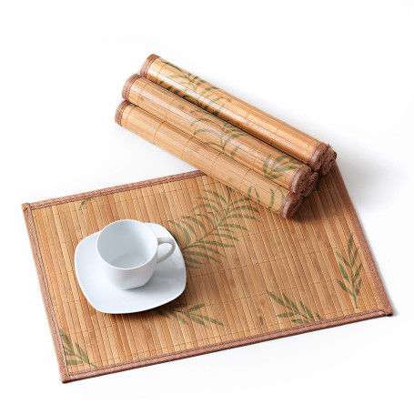 LOVECASA, Set de Table en Bambou 6 Pcs, Napperons Lavable, Antidérapant, Tapis de Table Résistant à la Chaleur