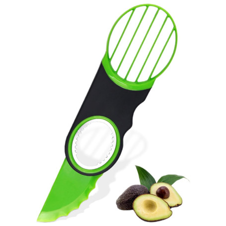 Coupe-Avocat 3 en 1 Coupe-Avocat avec Lame à dénoyauter et trancheuse, Trancheuse D'Avocat, pour Dénoyauter Noyau de Karité Beur
