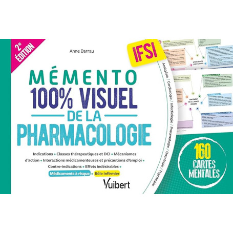 Mémento 100% visuel de la pharmacologie IFSI: 160 cartes mentales en couleurs avec le rôle infirmier et les médicaments à risque