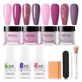Kit d'ongle en poudre de trempette kit de poudre plongée à ongles à 4 couleurs pour la maison Salon bricolage art brillant ou fi