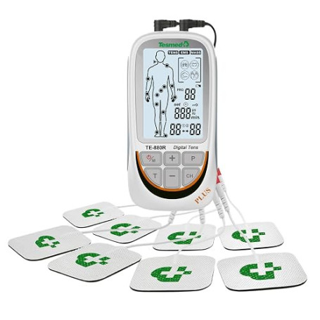 TESMED TE-880R Plus: Électrostimulateur TENS, EMS & Massage, Rechargeable | Électrostimulateur musculaire, 73 programmes dont 2