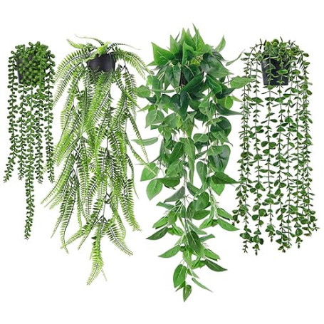 Der Rose 4 Pcs Plante Artificielle Tombante,Plantes Artificielles Interieur et Exterieur,Fausse Plante Convient pour Décorer le