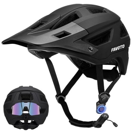 Favoto Casque VTT avec Visière Amovible, Casque de Vélo Homme, M/L | Double coque, boucle magnétique, passe-lunettes. Léger pour