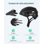 Favoto Casque VTT avec Visière Amovible, Casque de Vélo Homme, M/L | Double coque, boucle magnétique, passe-lunettes. Léger pour