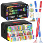TrendGate 216 Stylo Gel Acrylique, 144 Feutre Acryliques + 72 Pailletés | Pointe 1 mm Gen Pen, Feutres Gel Coloriage, Pour Peint