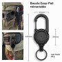 Diffaxy Lot de 2 porte-clés rétractables robustes avec cordon en acier rétractable de 60 cm, porte-clés extensible pour porte-ca