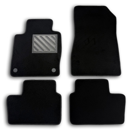 Tapis de Sol pour Nissan Juke II 2020 - sur Mesure antidérapante, Talonnette en Caoutchouc renforcé, Boutons de Fixation, Noir