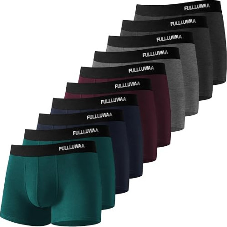 Fullluwaa Boxer Homme Coton Lot de 10, Doux Ceinture Élastique