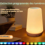 Lot de 2 Lampe de Chevet avec minuterie LED Bedside Lamps avec 13 couleurs 3 modes Lampe de Bureau LED Rechargeable par USB avec