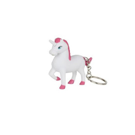 MISTER GADGET Porte-Clés Licorne Sonore et Lumineux Mignon Blanc et Rose | Plastique, porte-clés licorne, sonore et lumineux, 6x