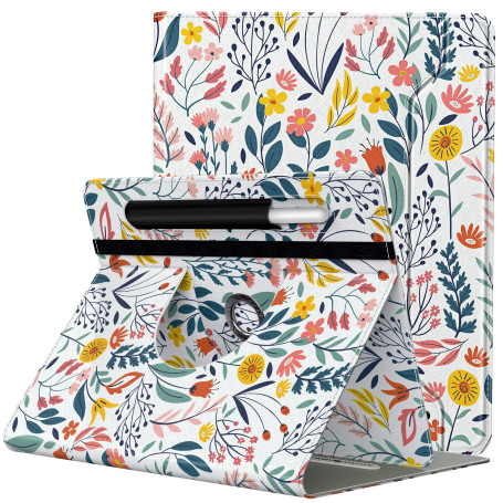 TiMOVO Étui Tablette 9-11 Pouces, Fleur | Rotation 360 Degrés, Avec Poche, Compatible 9-11 Pouces Tablette