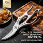 MAD SHARK Ciseaux à Volaille Robustes Ciseaux de Cuisine Verrou de Sécurité | Poignée anti-dérapante, mécanisme à ressort, compa