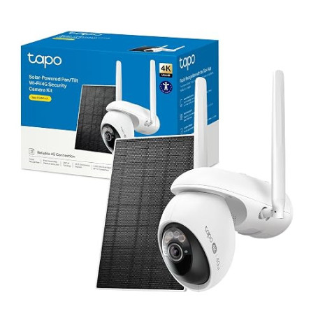 Tapo 4K Camera 4G Exterieur sans Fil Solaire 360° IA intégrée,C665G KIT | Reconnaissance Faciale,Mode AOV Capture 24/7,Vision No