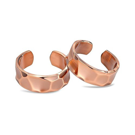 BioMag Bagues en Cuivre Pur 100% pour Femmes & Hommes (Lot de 2) | Bagues en Cuivre Cuivre Massif Brut, Sans Revêtement, Fabriqu