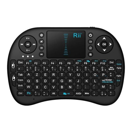 Rii Mini i8 Wireless (AZERTY) - Mini Clavier français, Ergonomique sans Fil avec Touchpad - pour Smart TV, Mini PC, HTPC, Consol