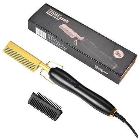 Weigudoc Peigne à Lisser Électrique Chauffant 2 en 1, Température Réglable et Chauffage Rapide, Peigne Chauffant pour Lisser Les