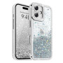 Ethanger Coque pour iPhone 16 Transparente, Argent | Glitter Cœur Paillettes avec Cristal de Luxe Brillant Diamants Coque pour F