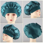 PAEFIU 4 Pcs Bonnet Satin Cheveux Nuit, Bonnet de Sommeil Femme Élastique pour Le Soin des Cheveux(Noir,Cyan,Café,Vin Rouge) | S