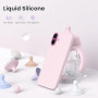 ORNARTO Coque pour iPhone 16 Plus Silicone (Rose) | en Silicone Liquide, Protection Antichoc Complète, Intérieur Doux en Microfi