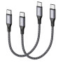 RAVIAD 100W Câble USB C vers USB C 50CM/Lot de 2, Cable USB C Charge Rapide | Nylon Tressé PD 5A Cable USBC Court pour iPhone 17
