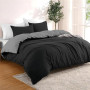 Dreamzie - Housse de Couette 220x240 avec 2 Taies Oreiller 65x65 cm | Parure de Lit 160x200 · Reversible · Noir/Gris Foncé · Mic