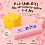 KutaKuta 2 PCS Rosa Butter Fromage Anti-Stress Jouets, Jouets Sensoriels Cheese à Rebond Lent Portables en PU, Slow Rising Butte
