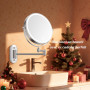 Auxmir Miroir Grossissant Mural Rechargeable 3200 mAh 1X/20X, Argenté | Bouton tactile double face, bras extensible rotatif 360°