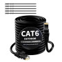Mygatti 75 Mètres Câble Ethernet Extérieur CAT6 Noir, Réseau Internet Gigabit, Robuste, Étanche, Pose Directe pour Caméra POE, R