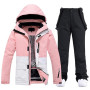 HOTIAN Ensemble veste et pantalon de ski pour femme - 2 pièces - Imperméable - Coupe-vent - Hiver - Chaud - Ski - Neige - Ensemb