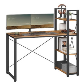VASAGLE Bureau avec ÉtagÈres RÉversible À Gauche ou À Droite, Longueur 120 cm, Table d'Ordinateur, pour Bureau À Domicile, Monta