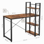 VASAGLE Bureau avec ÉtagÈres RÉversible À Gauche ou À Droite, Longueur 120 cm, Table d'Ordinateur, pour Bureau À Domicile, Monta